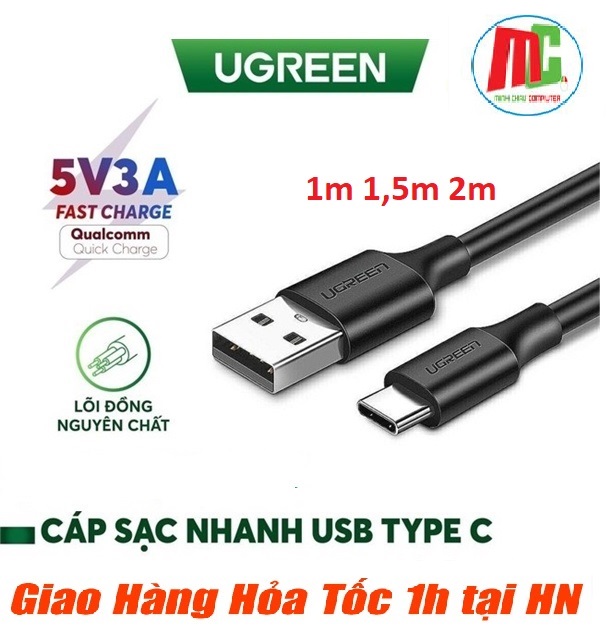 Cáp sạc và truyền dữ liệu usb type c to usb 2.0 dài 1m 1,5m 2m ugreen 60116 60117 60118 - hàng chính hãng