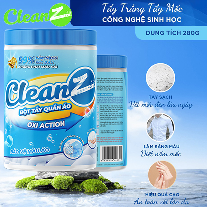 Bột CLEANZ ENZYME Sinh Học 300g Tẩy Trắng Quần Áo Đánh Bay Vết Bẩn, Khử Vết Ố Vàng Tẩy Quần Áo Trắng Và Màu