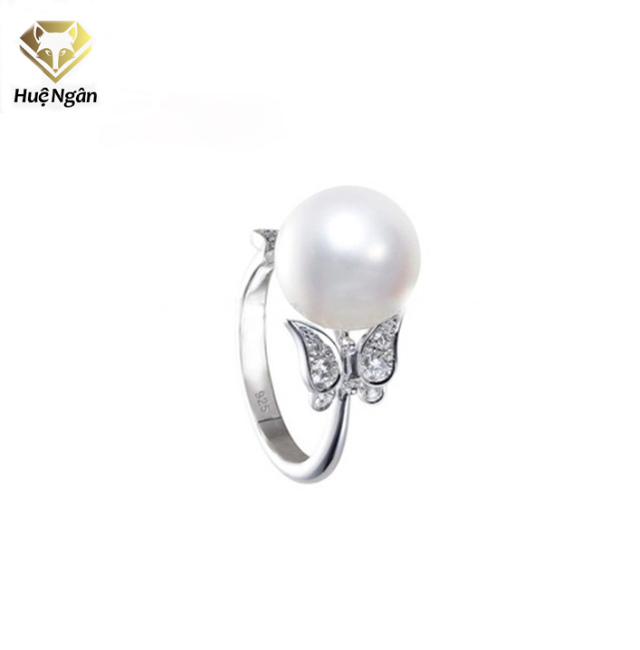 Nhẫn nữ trang sức bạc Ý 925 Huệ Ngân - Cánh bướm và Ngọc trai RR1367