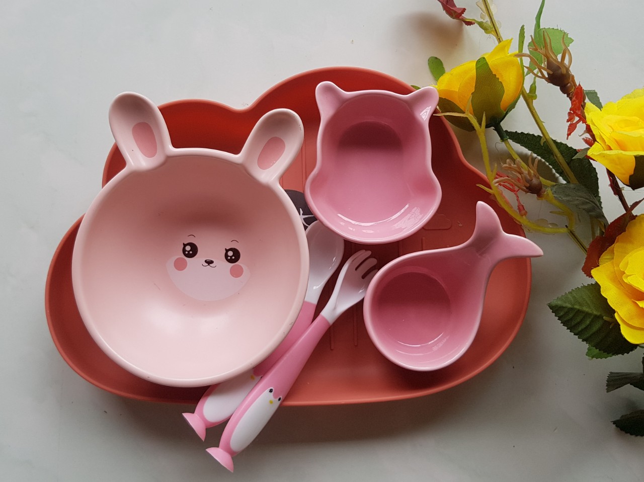 Bộ khay bát ăn dặm gốm sứ cho bé