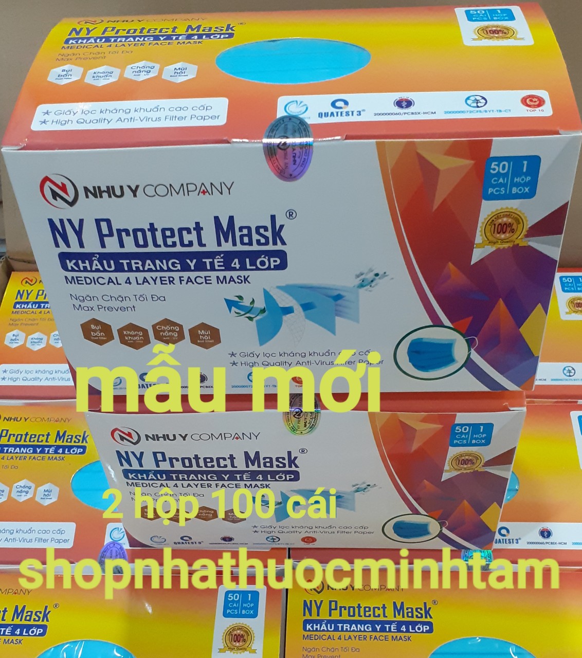 KHẨU TRANG Y TẾ NHƯ Ý ( HÀNG CAO CẤP TOP ĐẦU HIỆN NAY ) CABON 2 HỘP 100 CÁI ) MÀU XANH