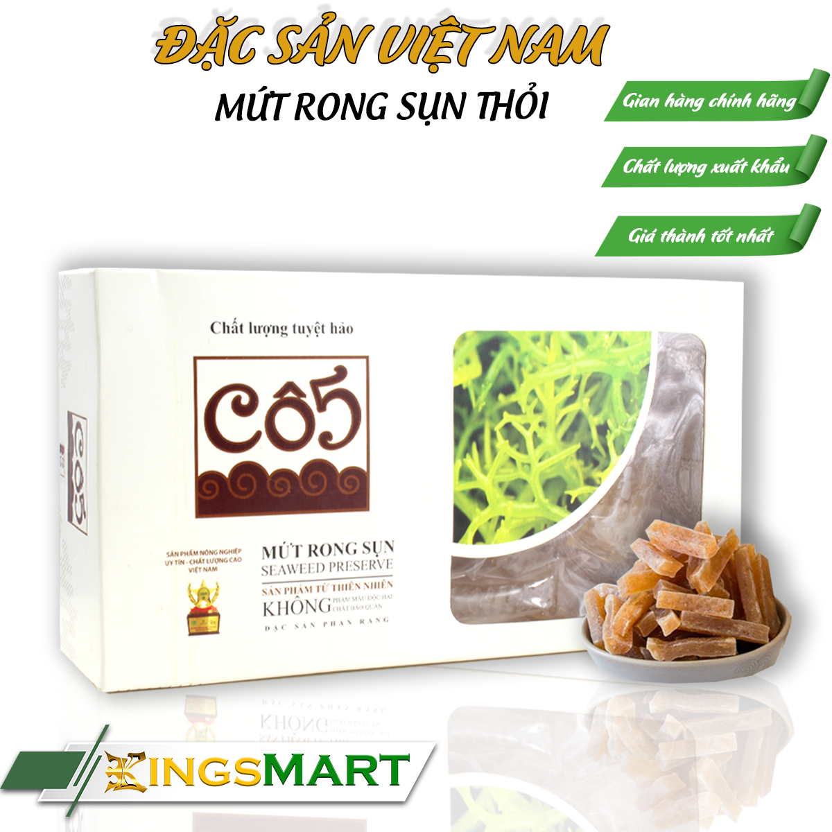 Mứt rong sụn thỏi - thương hiệu cô 5 - đặc sản ninh thuận - hộp 200g - kingsmart