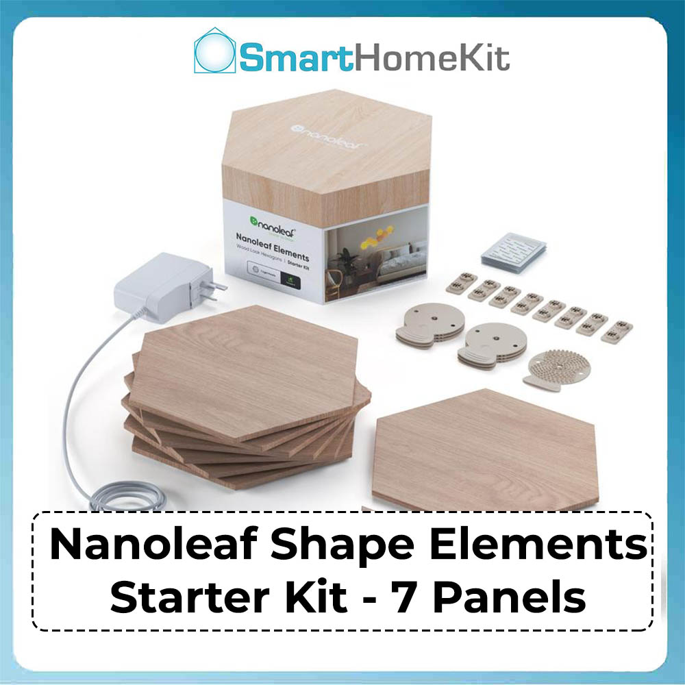 Đèn Nanoleaf Elements Birchwood Hexagon Starter Kit 7PK lục giác vân gỗ - Hàng Chính Hãng - Bảo hành 2 Năm