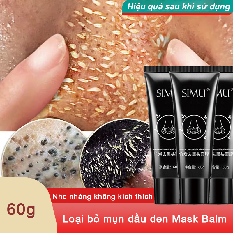 Mặt nạ tẩy tế bào chết bằng than tre cho da đầu đen Mặt nạ tẩy tế bào chết cho da đầu đen 60g giúp thu hẹp lỗ chân lông mụn đầu đen Loại bỏ bụi Làm sạch sâu mặt nạ than tre