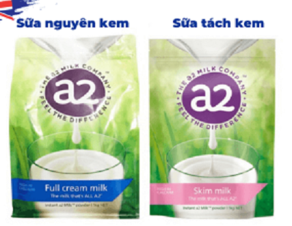 Sữa tươi dạng bột a2 nguyên kem và tách béo