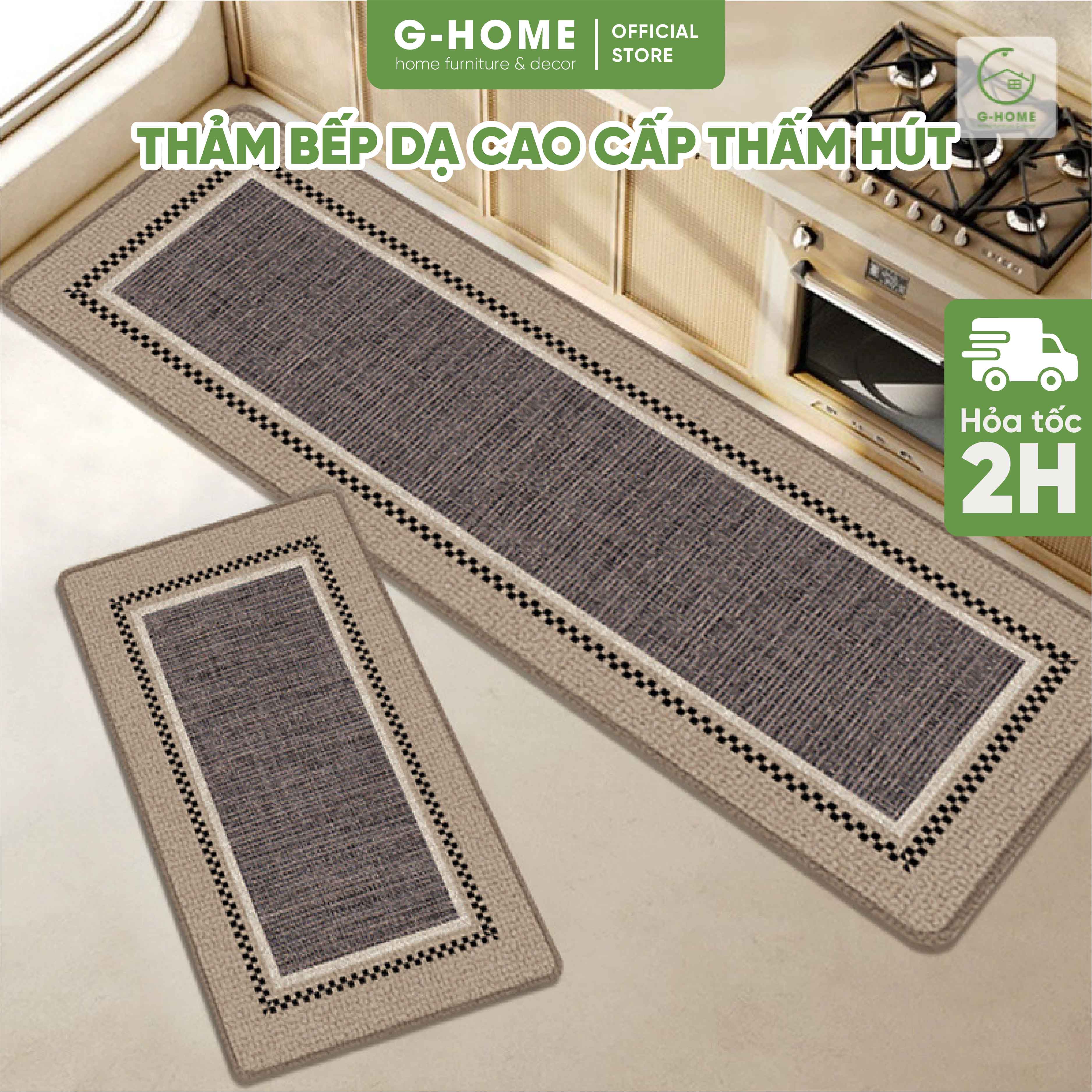 Thảm bếp dạ lau chân Ghome, thảm trải sàn nhà bếp chống trơn trượt thấm nước nhanh TB24M1