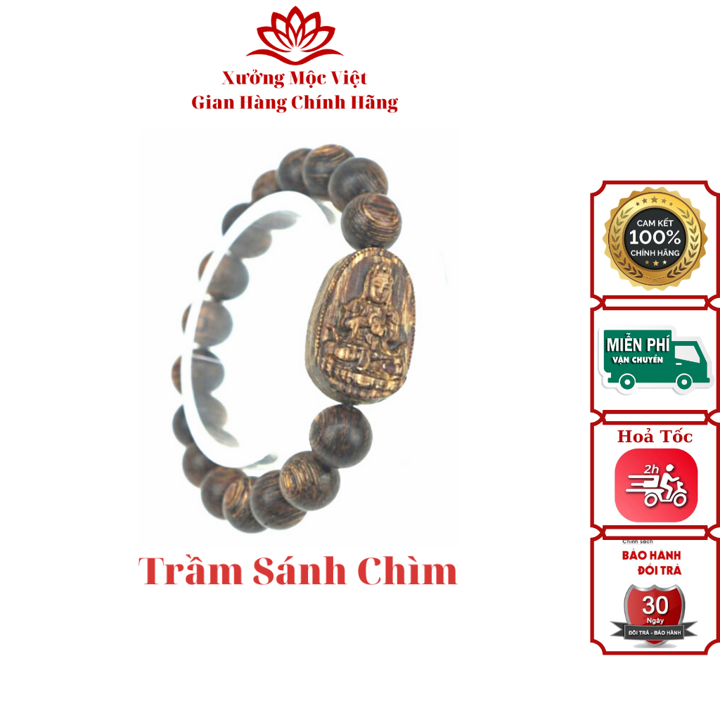 Vòng Tay Trầm Hương Sánh Chìm Mix Phật Hợp Tuổi - Trầm Sánh Chìm Cao Cấp Xưởng Mộc Việt Size 8mm