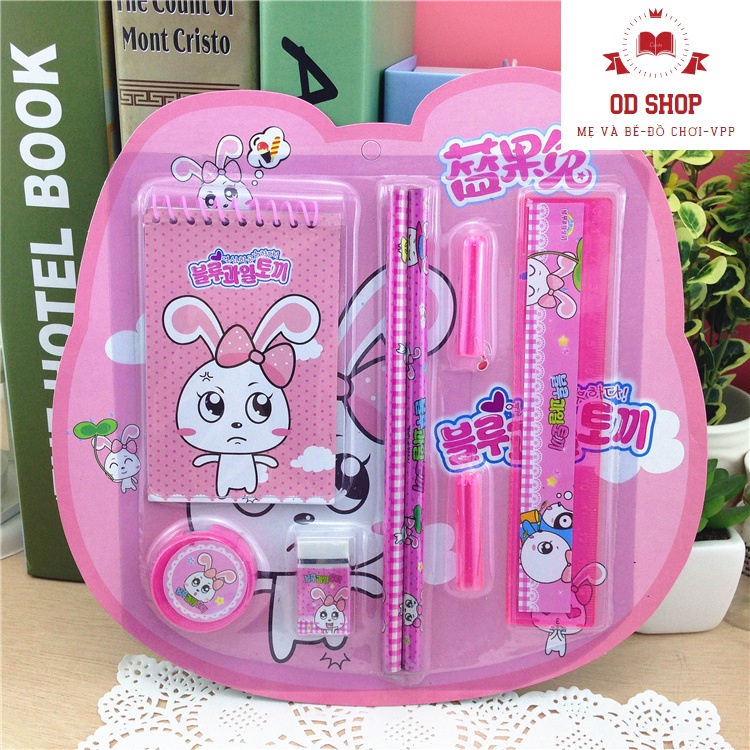 Bộ dụng cụ học tập 8 món đa năng cho bé, Đồ chơi trẻ em, Hộp dụng cụ học tập 8 món có bút, thước, sổ tay, gôm, Set dụng cụ học tập 8 món kèm hộp quà lung linh hình nhân vật hoạt hình cho bé yêu sẽ giúp cho thời gian học bài