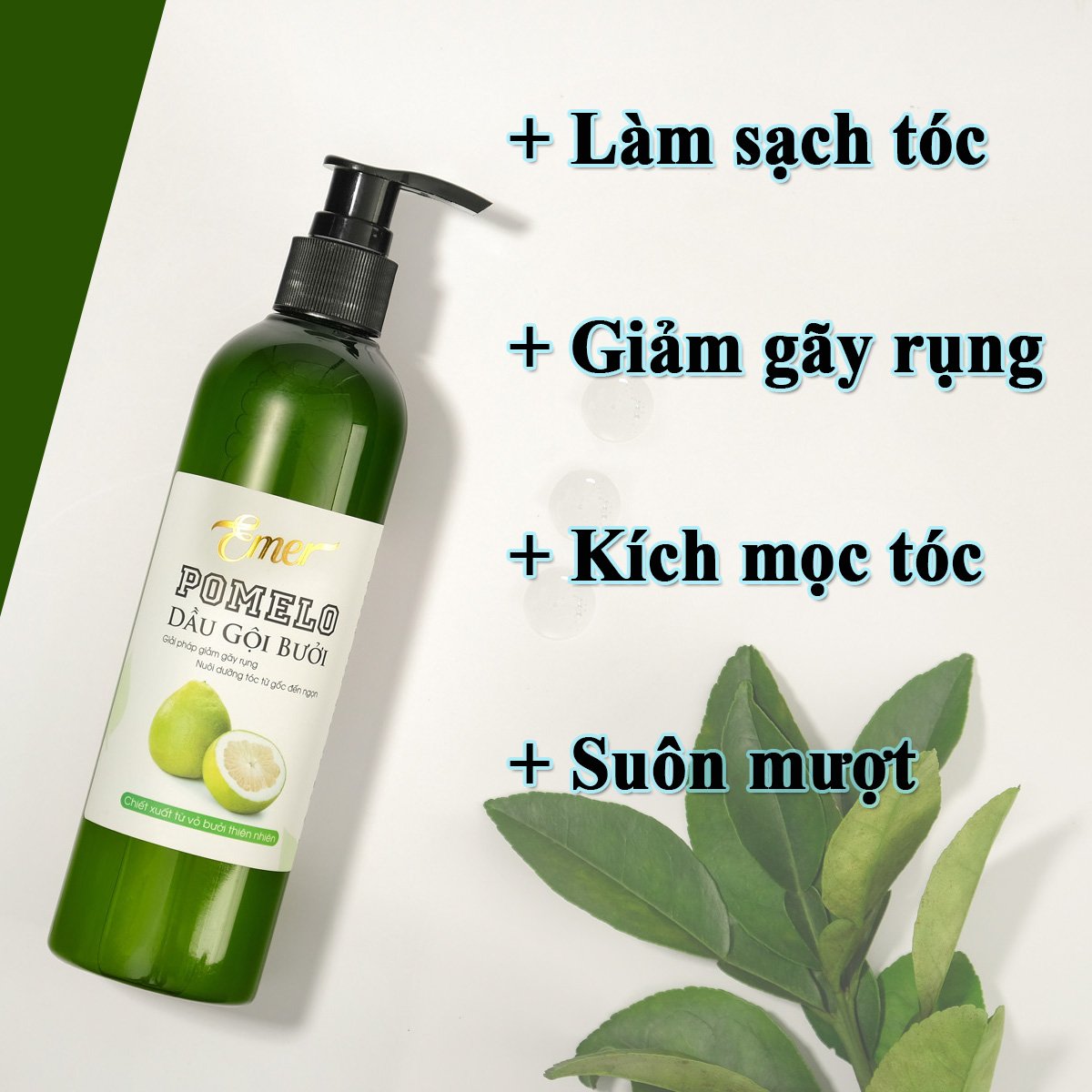 Dầu gội bưởi kích mọc tóc Pomelo Emer 300ml làm sạch tóc và da đầu giảm rụng tóc hiệu quả cho mái tóc luôn chắc khỏe và suôn mượt tự nhiên Mỹ Phẩm Sỉ Emer
