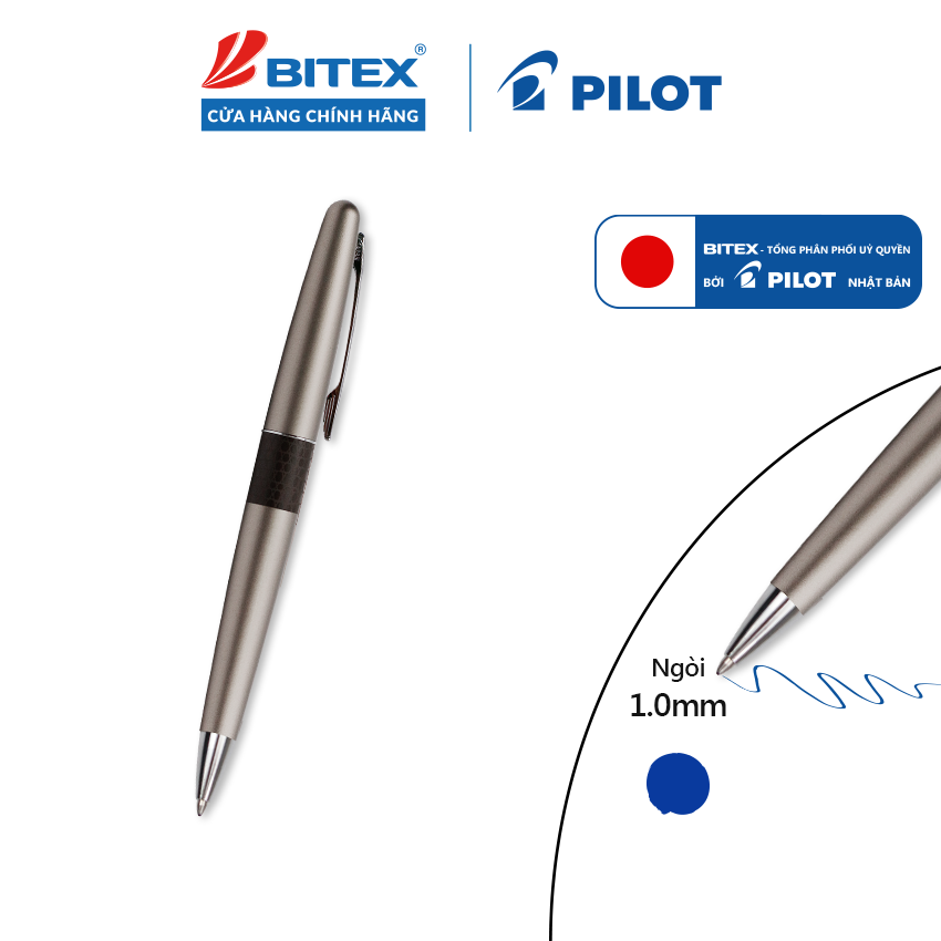 Bút bi ký cao cấp Pilot MR2 mực xanh BP-MR2-M, tip 1.0mm, hàng chính hãng, thân kim loại, sang trọng,