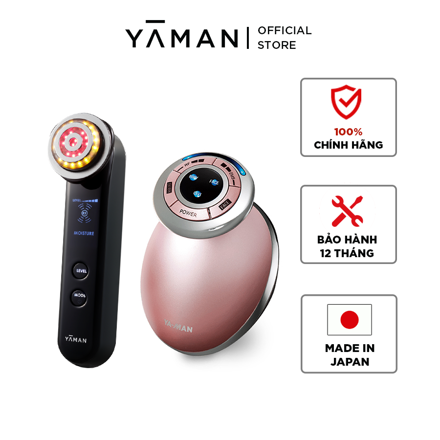Combo Máy Massage Chống Lão Hóa Premium YA-MAN Photo PLUS Prestige S M20 + Máy Giảm Mỡ Toàn Thân Cavispa RF Core HRF-17P