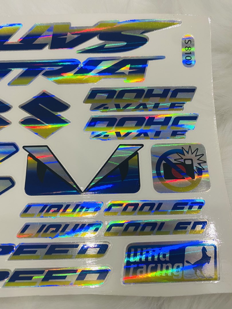 Bộ tem crom bóng dán trang trí xe máy suzuki satria có sẵn keo siêu dính