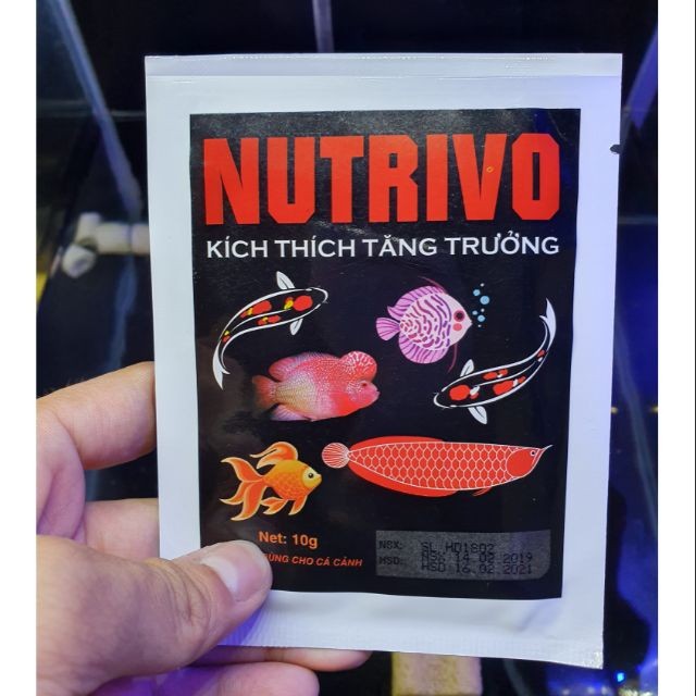 Nutrivo thức ăn bổ sung cho cá. thúc đẩy sự tắng sinh tế bào. phát triển khung xương phục hồi sức