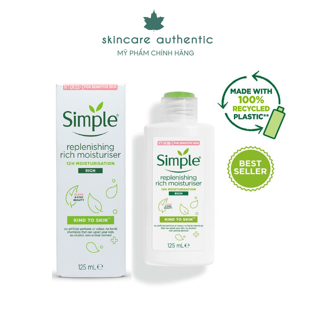 Kem Dưỡng Ẩm Cho Da Khô Simple Kind To Skin Replenishing Rich Moisturiser 125ml
