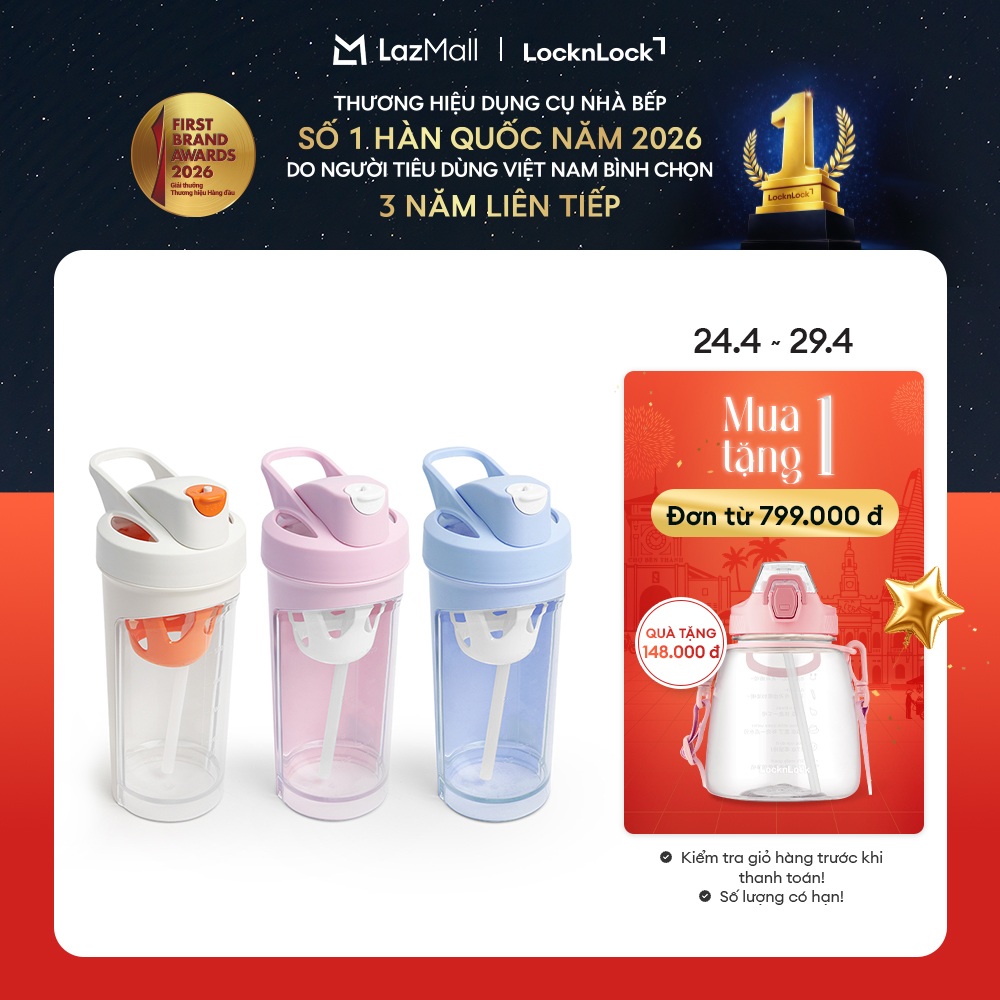 Bình nước nhựa LocknLock 3S bottle 780ml có ống hút và lưới khuấy ABF865