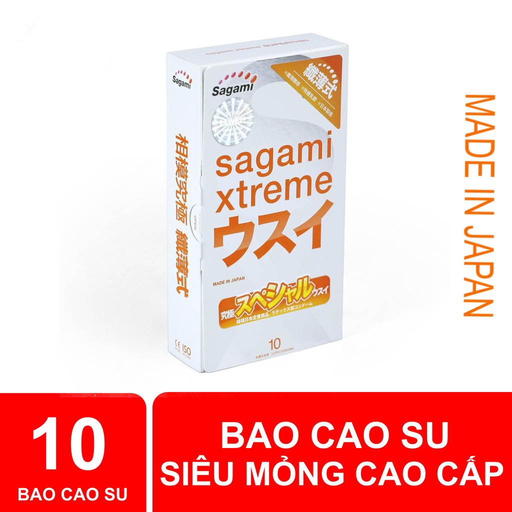 Bao Cao Su Sagami XTreme Superthin Nhật Bản trơn siêu mỏng - hộp 10 bao