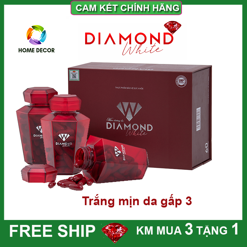 [ KHUYẾN MẠI] HÀNG CHÍNH HÃNG Viên uống trắng da Ngọc Trinh Beauty Diamond White, Trắng da chống nắng, hết nám tàn nhang, KHUYẾN MẠI MUA 3 TẶNG 1 ĐÔNG TRÙNG LINH CHI HOẶC 2 SỮA ONG CHÚA