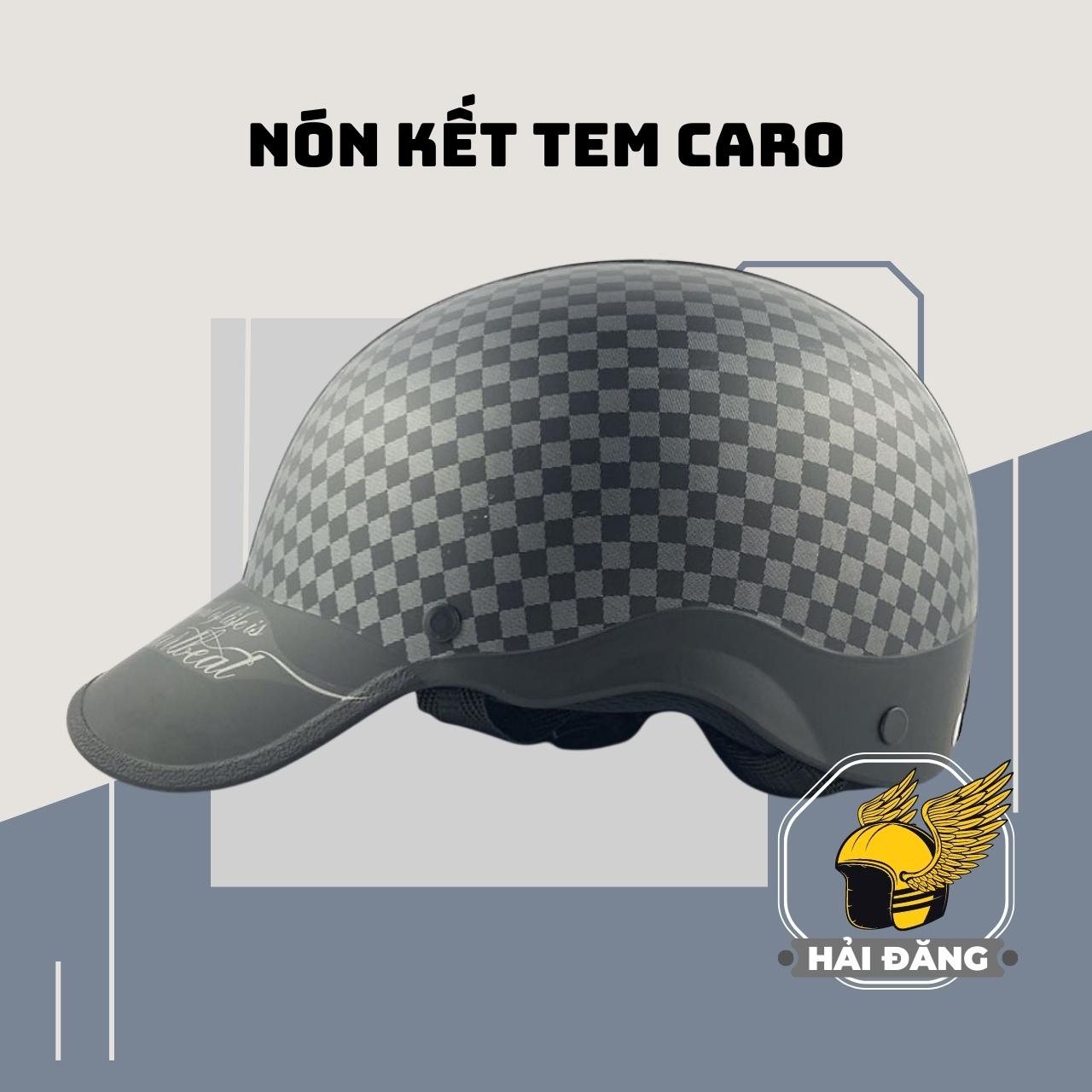 Mũ bảo hiểm 1/2 đầu Napoli nón kết tem caro loại cao cấp có mút xốp size 56 -60cm - Bảo hành 12 tháng