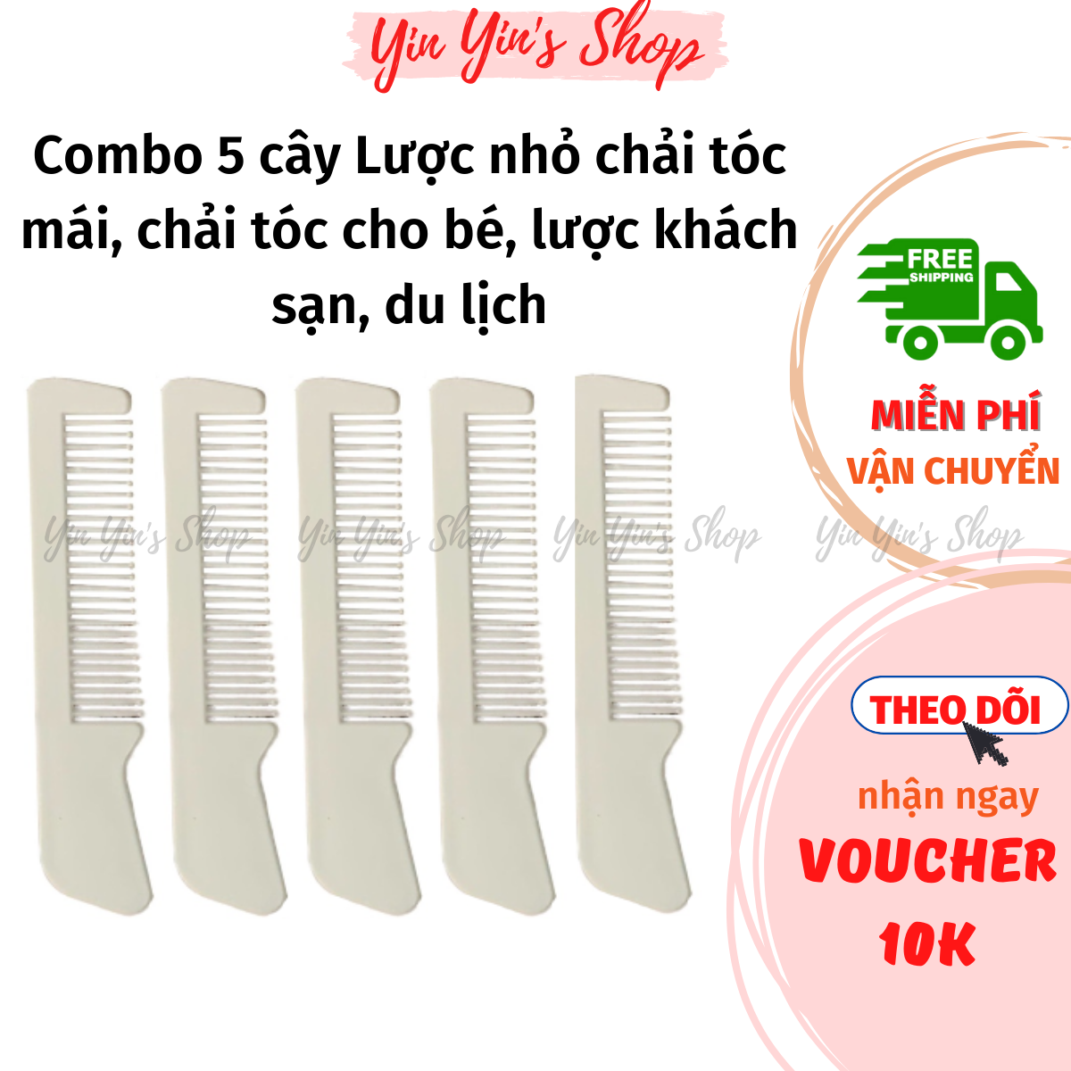 Combo 5 cây lược chải tóc mái, lược chải tóc cho bé, lược dùng cho khách sạn, nhà nghỉ, du lịch