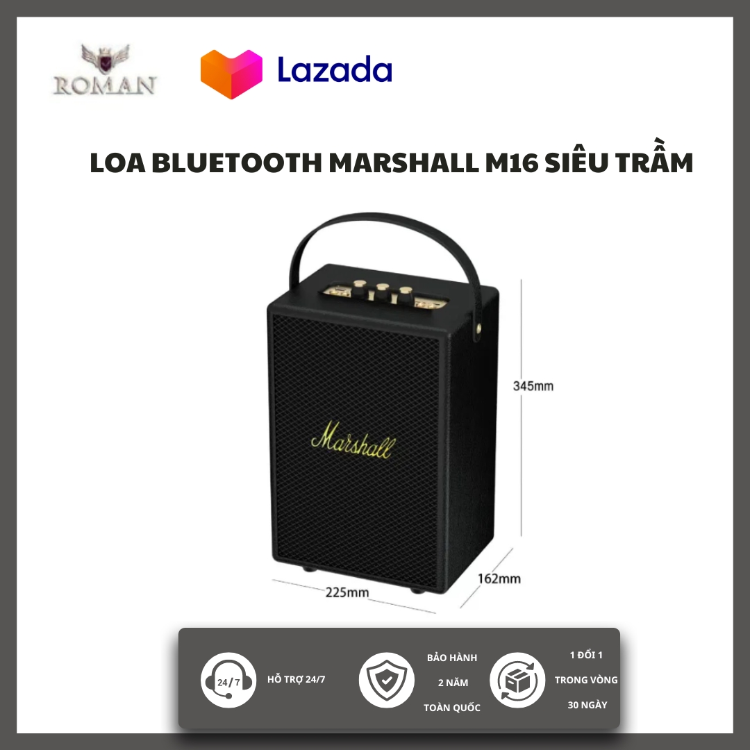 { Bản Quốc Tế } Loa Bluetooth Marshall Tufton M16 Cao Cấp Công Suất 80W, Thiết Kế Cực Đẹp, Âm Thanh Cực Hay - BẢO HÀNH 1 NĂM