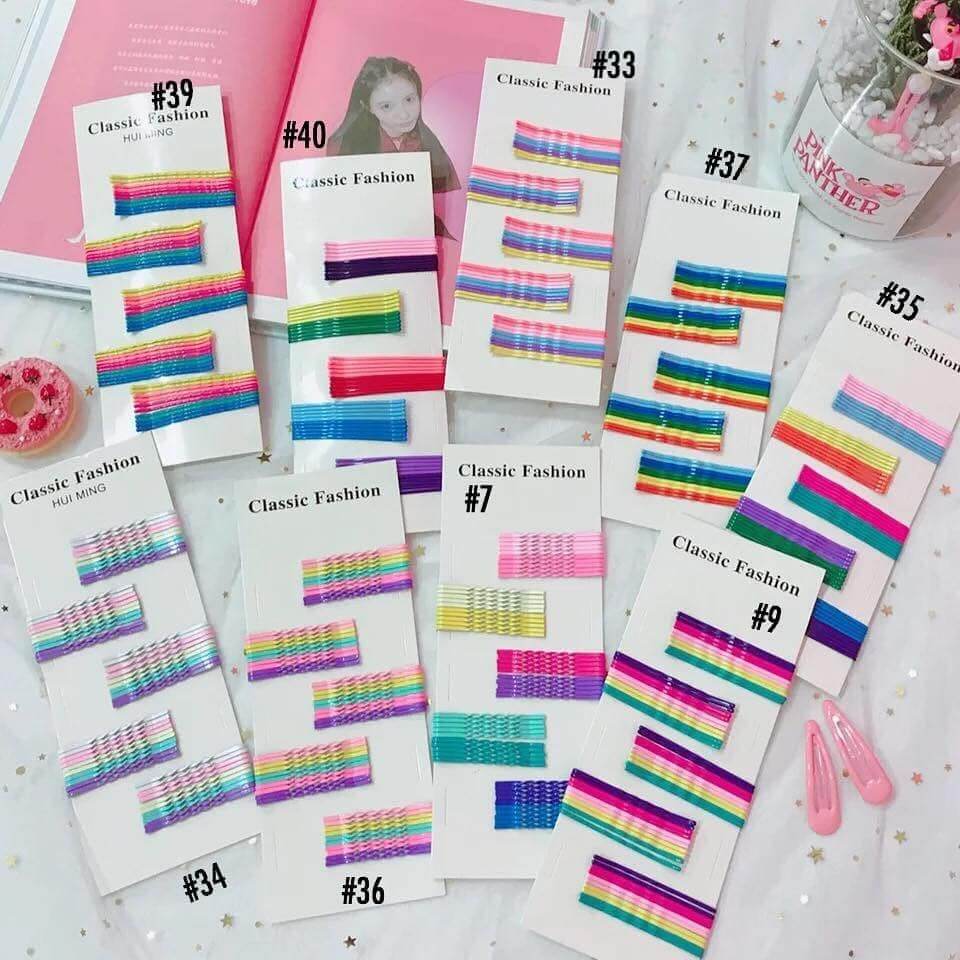 Kẹp tăm nhiều màu, cặp tóc mái nữ, kẹp xước cô dâu, phụ kiện tóc cho bé gái Hàn Quốc siêu dễ thương