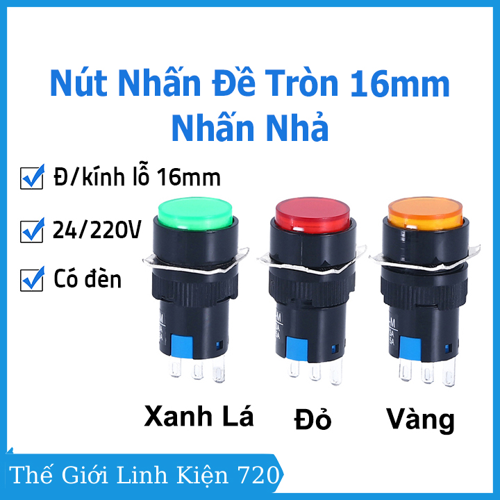 Nút nhấn đề nhả có đèn AL6-M điện áp 24V/220VAC dùng đóng cắt mạch điện