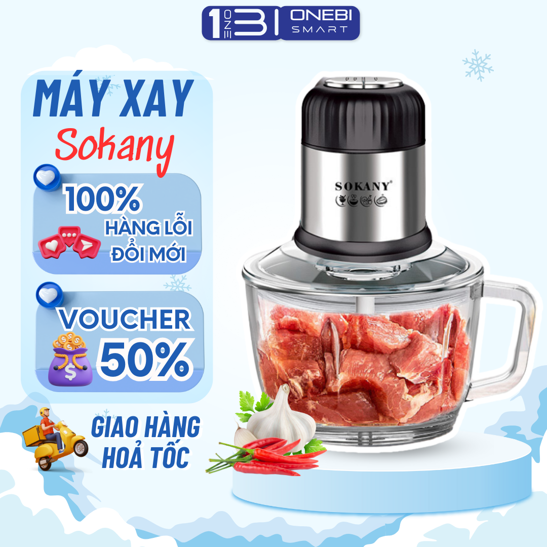 Máy xay thịt cối thủy tinh sokany - cối thủy tinh 2.0l, công suất 800w, cối xay thịt cao cấp