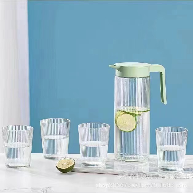 Bình thủy tinh 4 ly vân sọc chịu nhiệt 1250ml – bình đựng nước thủy tinh cao cấp