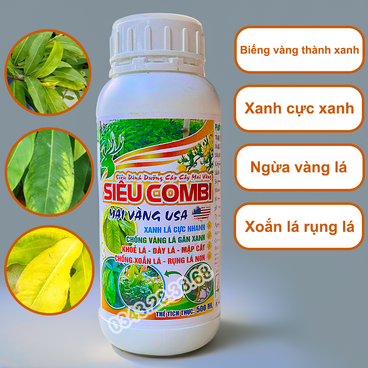 Phân bón siêu combi chuyên mai vàng xanh lá cực nhanh chống vàng lá xoắn lá