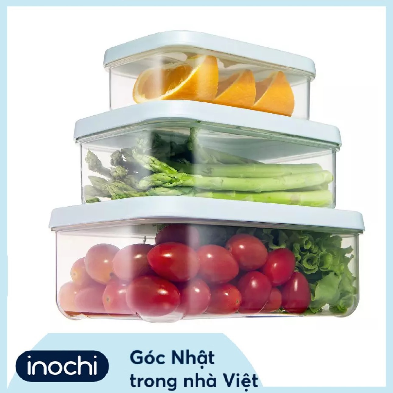 Bộ 3 hộp thực phẩm chữ nhật Hokkaido 500-1000-2000ml -Giao màu ngẫu nhiên
