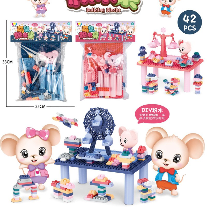 [HCM]Đồ chơi bàn lắp ghép lego mini chuột con/heo con đáng yêu cho bé trai và bé gái