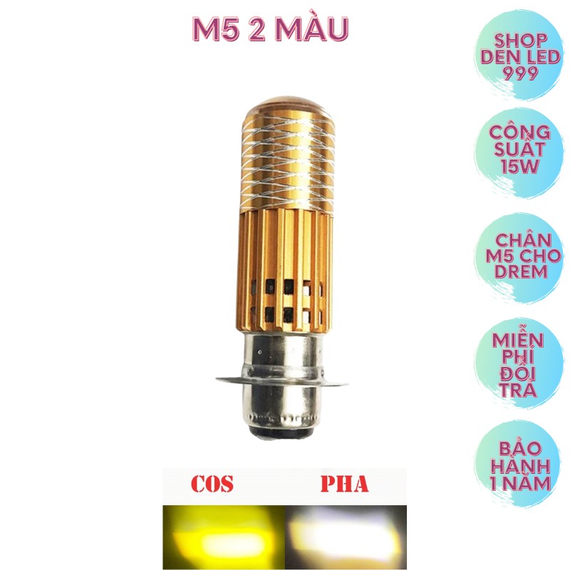 Đèn led 2 màu cho dream , wave , ju ,si đời cũ chân m5 cos vàng pha trắng có video