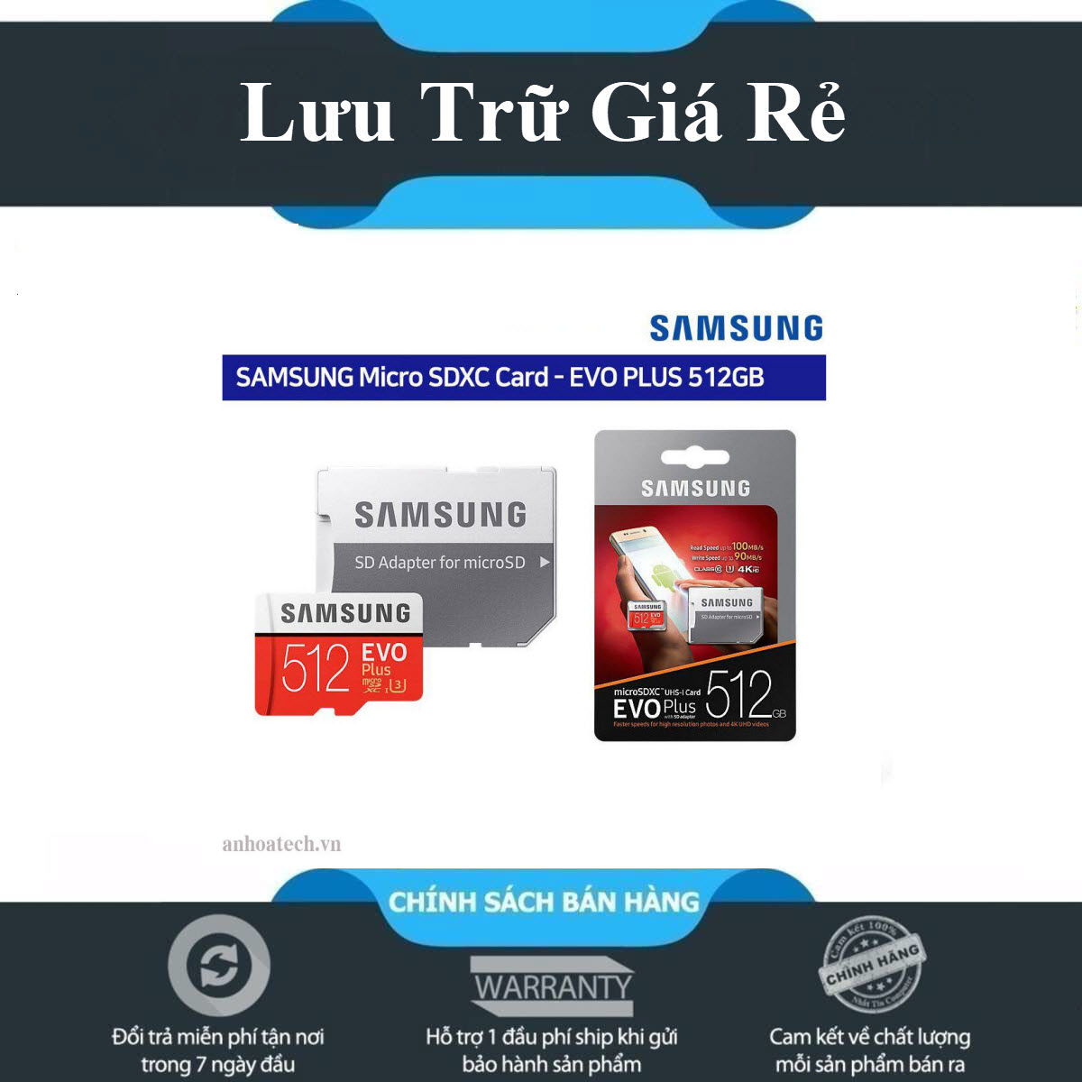 [Hàng Mới Về] Thẻ nhớ MicroSDXC Samsung Evo Plus 512GB U3 4K R100MB/s W90MB/s - box Anh New 2020 (Đỏ) + Kèm Adapter - Hàng Chính Hãng