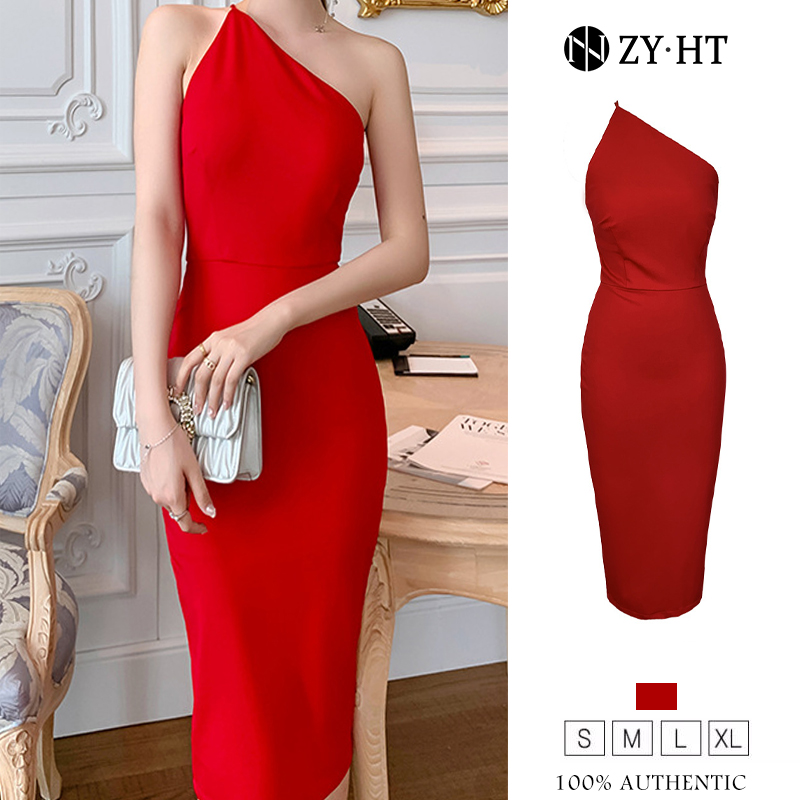 ZYHT eravogue đầm lệch vai nữ đầm màu đỏ đầm trễ vai đầm bó sát đầm ngắn đầm đỏ đầm sexy đầm hàn quốc đầm cho bé gái mũm mĩm đầm dạ hội đầm dạ hội đầm dáng ôm đầm sexy 4865