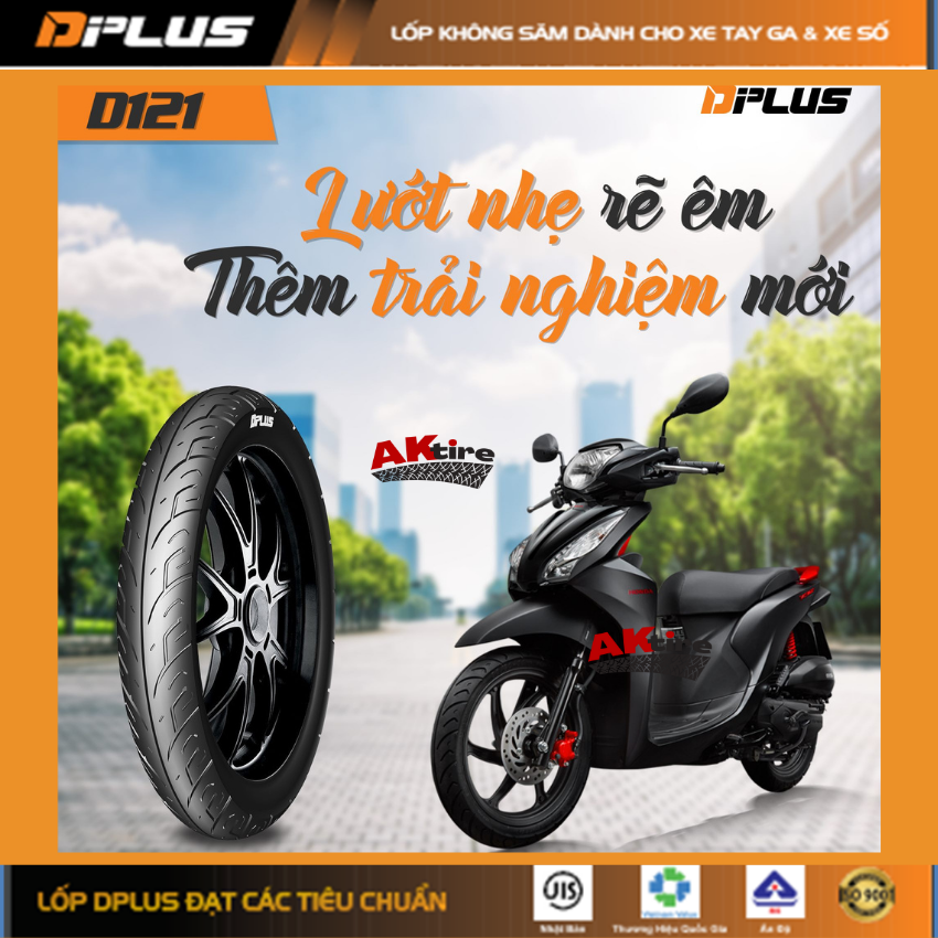 Lốp Trước xe Vision, Air Blade 80/90-14 DPLUS- CHÍNH HÃNG