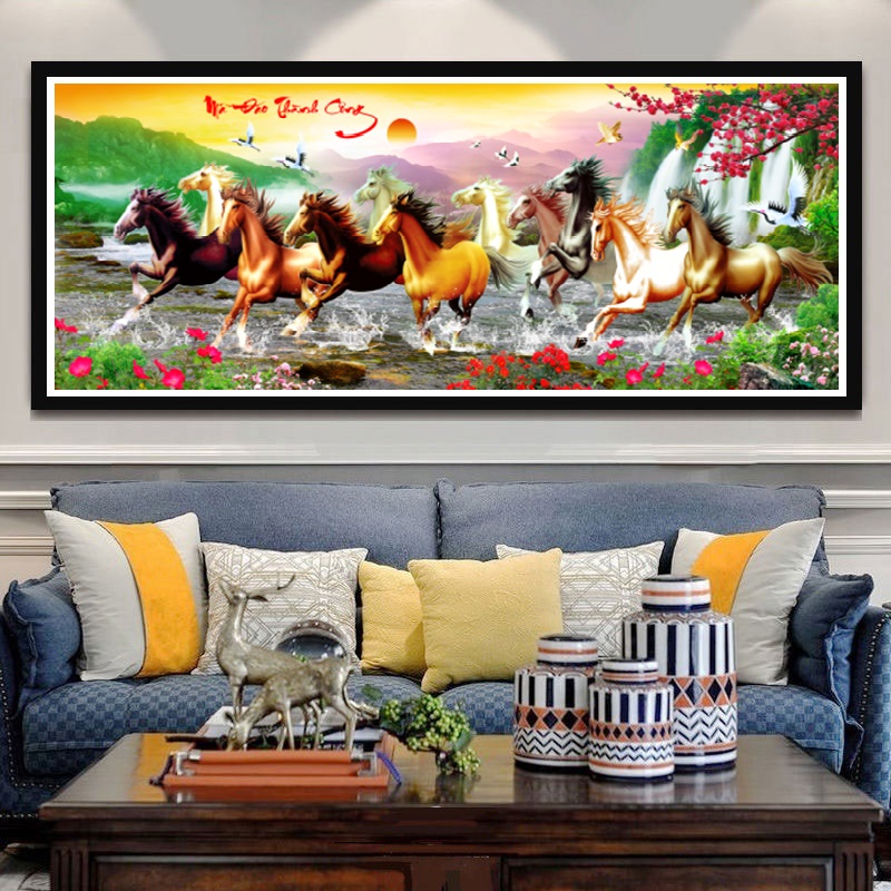 Tranh đính đá mã đáo thành công lv286 - kt:110*50cm