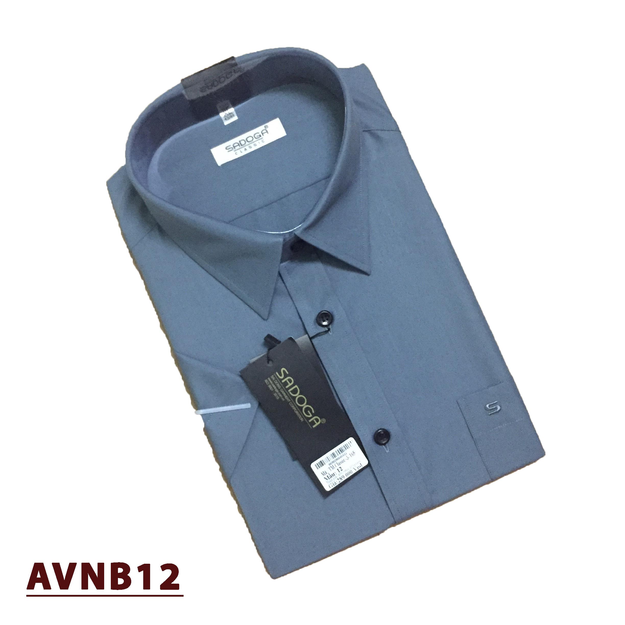 áo sơ mi ngắn tay vạt ngang màu trơn vải cotton đẹp ms AVN12