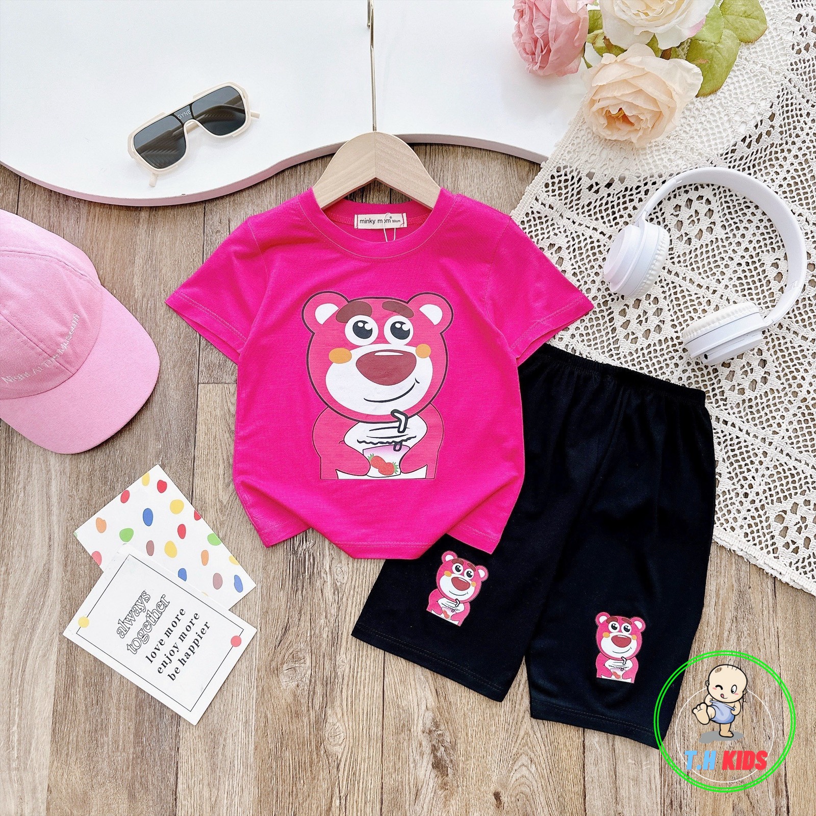 Cực Phẩm Bộ Đồ Lửng MINKY MON Thun Lạnh Cho Bé Gái Siêu Dễ Thương Hình In Pet Không Bong Tróc Dành cho Bé 9-26kg - 2