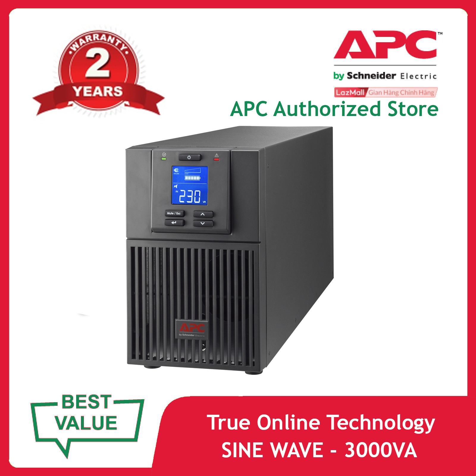 Bộ lưu điện apc: easy ups srv 3000va 230v - srv3ki