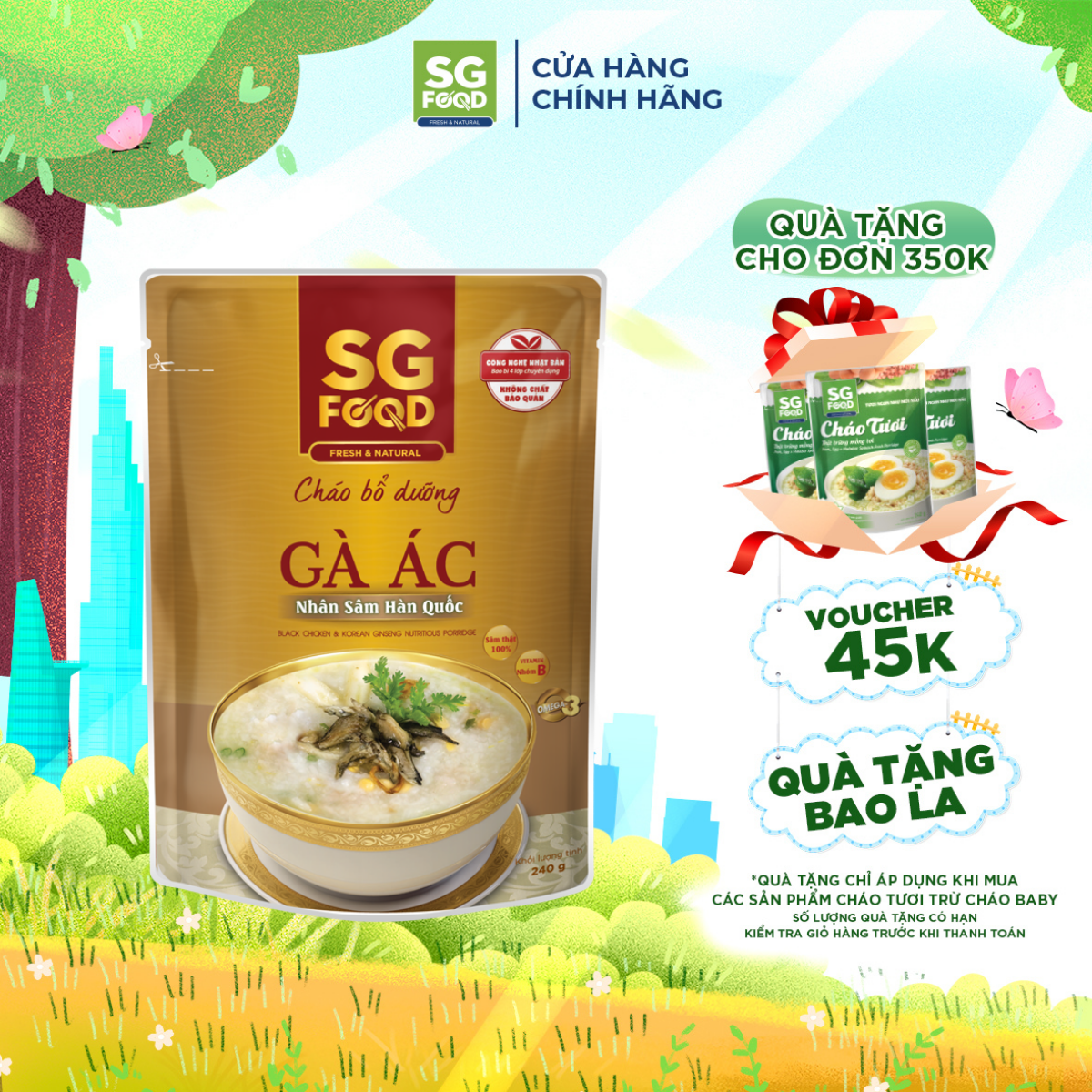 Cháo Bổ Dưỡng Sài Gòn Food Gà Ác Nhân Sâm 240G