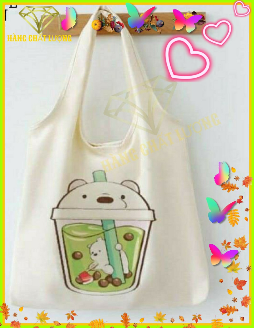 [HÀNG CHẤT LƯỢNG] Túi tote, túi đeo vai LY GẤU (VẢI CANVAS MỀM - QUAI LIỀN) phong cách Hàn Quốc đi chơi , đi học , đi làm , đều rất ok - 2020