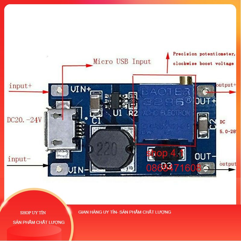 Mạch tăng áp 2A 2577 cổng microusb