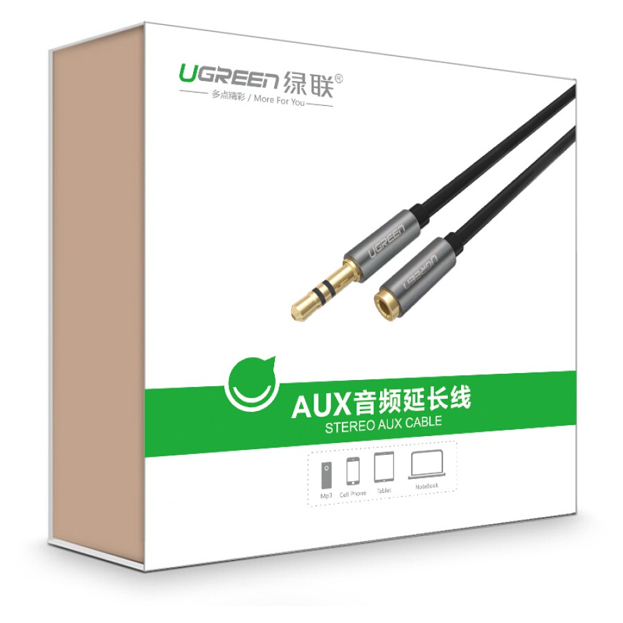 Dây nối dài loa 1.5m ugreen 10593 - jack audio 3.5mm đầu đực sang 3.5mm đầu cái
