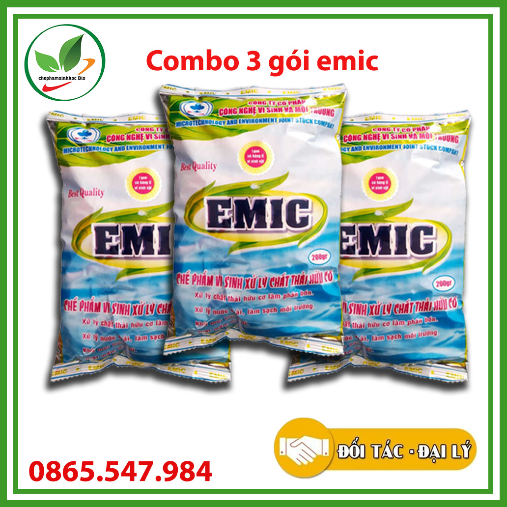 Combo 3 gói men vi sinh EMIC khử mùi hôi phân cá, ủ đậu tương và rác thải sinh hoạt. Gói 200gr