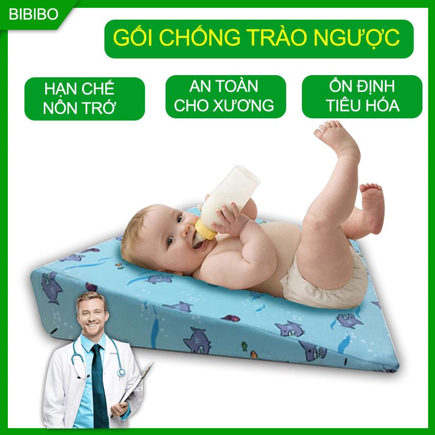 Gối chống trào ngược cho bé AKITA G24 gối dốc 15 độ theo tiêu chuẩn châu âu, lõi gối 100% polyurethane đàn hồi cao không gây cong vẹo cột sống, gối ngủ cho bé giảm nôn trớ, hỗ trợ tiêu hóa - lỗi 1 dổi 1 - shop BIBIBO
