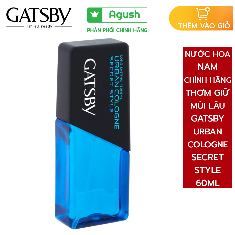 Nước hoa nam chính hãng thơm giữ mùi lâu Gatsby Urban Cologne Secret Style chai mini 60ml dạng xịt nhỏ gọn bỏ túi dành cho đàn ông con trai học sinh mùi hương gỗ nam tính thơm ngọt nhẹ nhàng lưu hương lâu nhập khẩu giá rẻ