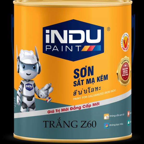 SƠN SẮT MẠ KẼM INDU LOẠI 1KG Z60 MÀU TRẮNG