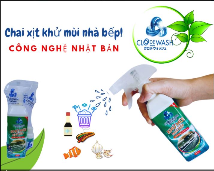 Chai xịt khử mùi nhà bếp Công Nghệ Nhật Bản CLODEWASH 300ml W01-K