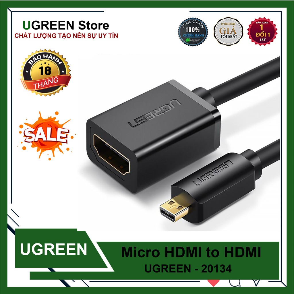 Cáp micro hdmi sang hdmi đầu âm cao cấp ugreen 20134