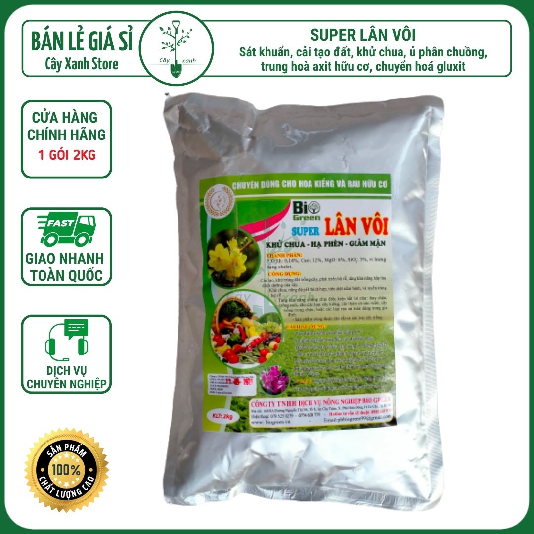 Vôi Bột, Lân Vôi, Tinh Vôi 2Kg Khử Trùng Đất | Cây Xanh Store Phân Phối Hạt Giống Rau Củ quả, Xơ Dừa Nén, Mùn Dừa Nén, Phân Bón Hữu Cơ Trồng Rau Sạch, Hoa Hồng, Cây Cảnh